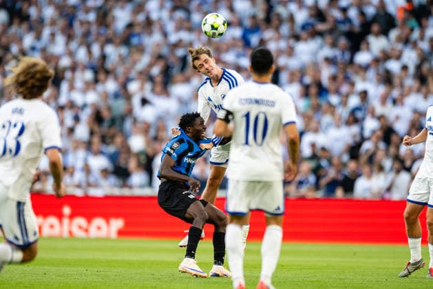 FC Copenhagen v FC Inter Turku, UEFA Conference League qualification, Copenhagen, Denmark Copenhagen, Denmark. 27th, August 2026. William Clem of FC Copenhagen and Clinton Jephta (R) of FC Inter Turku seen during the UEFA Conference League qualification match between FC Copenhagen and FC Inter Turku at Parken in Copenhagen. Denmark, Copenhagen, Parken  Copyright: xGonzalesxPhoto TobiasxJorgensenx