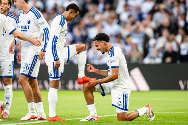 FC Copenhagen v FC Inter Turku, UEFA Conference League qualification, Copenhagen, Denmark Copenhagen, Denmark. 27th, August 2026. Gabriel Pereira (5) of FC Copenhagen scores for 1-0 and celebrates with assist maker Marcos Lopez (L) during the UEFA Conference League qualification match between FC Copenhagen and FC Inter Turku at Parken in Copenhagen. Denmark, Copenhagen, Parken  Copyright: xGonzalesxPhoto TobiasxJorgensenx