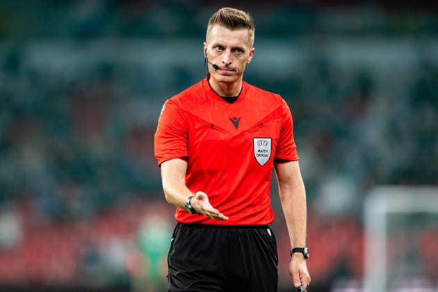 FC Copenhagen v FC Inter Turku, UEFA Conference League qualification, Copenhagen, Denmark Copenhagen, Denmark. 27th, August 2026. Referee Oleksiy Derevinskyi seen during the UEFA Conference League qualification match between FC Copenhagen and FC Inter Turku at Parken in Copenhagen. Denmark, Copenhagen, Parken  Copyright: xGonzalesxPhoto TobiasxJorgensenx