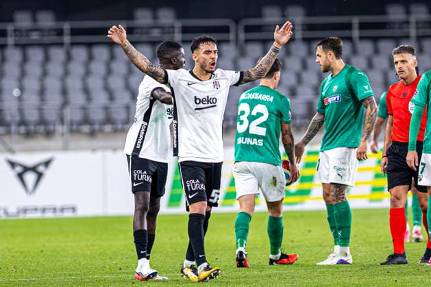 UEFA Europa League play-offs, 2nd leg – Kauno Žalgiris vs Besiktas at Dariaus ir Gireno Stadium, Kaunas, Lithuania. Emirhan Topçu reacts during the UEFA Europa League play-offs second leg match between Kauno Zalgiris and Besiktas at Dariaus ir Gireno Stadium in Kaunas, Lithuania. Kaunas Kaunas Lithuania