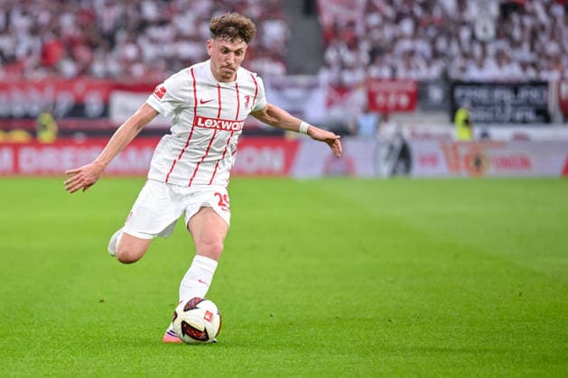 Philipp Treu of SC Freiburg controls the ball during the second leg of the 2026-27 UEFA Conference League playoff round match between Sport Club Freiburg and Motherwell at Stadion am Wolfswinkel on August 27, 2026, in Freiburg, Germany. Photo by Harry Langer, DeFodi Images