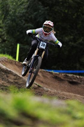 2026 UCI Mountain Bike World Championships Picture by Alex Whitehead SWpix.com - 28 08 2026 - Cycling - 2026 UCI Mountain Bike World Championships - Val di Sole, Trentino, Italy - Downhill (DHI) Qualifying - Women Junior - Rebecca Sams (Australia) Copyright: x xSWpix.comx(t axPhotographyxHubxLtd)xAlexxWhitehead SWpix.comx SWP-3030-20542