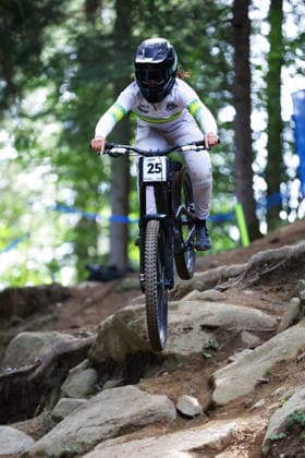 2026 UCI Mountain Bike World Championships Picture by Ed Sykes SWpix.com - 28 08 2026 - Cycling - 2026 UCI Mountain Bike World Championships - Val di Sole, Trentino, Italy - Downhill (DHI) Qualifying - Women Junior - Zuri Acheson (Australia) Copyright: x xSWpix.comx(t axPhotographyxHubxLtd)xEdxSykes SWpix.comx SWP-3030-20555