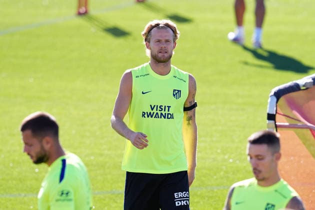 August 28, 2026, Madrid, Madrid, Spain: Morten Hjulmand during a training session of Atletico de Madrid ahead the Spanish League, LaLiga EA Sports, match against Sevilla FC at Ciudad Deportiva Wanda Atletico de Madrid on August 28, 2026, in Madrid, Spain. Atletico De Madrid Training Session - Laliga Ea Sports  - ZUMAa181 20260828_zaa_a181_016 Copyright: xDennisxAgyemanx