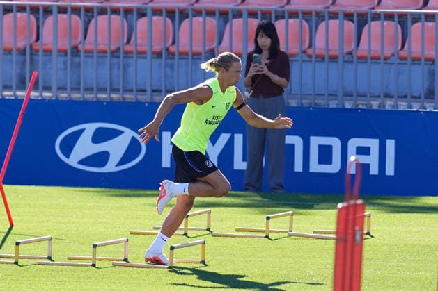 August 28, 2026, Madrid, Madrid, Spain: Marcos Llorente during a training session of Atletico de Madrid ahead the Spanish League, LaLiga EA Sports, match against Sevilla FC at Ciudad Deportiva Wanda Atletico de Madrid on August 28, 2026, in Madrid, Spain. Atletico De Madrid Training Session - Laliga Ea Sports  - ZUMAa181 20260828_zaa_a181_039 Copyright: xDennisxAgyemanx