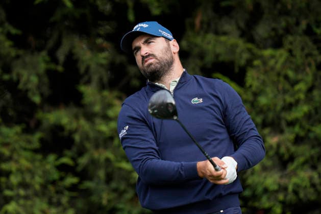 SUTTON COLDFIELD, ENGLAND - AUG 28: Antoine Rozner (FRA) plays from the ninth tee during the completion of the delayed Round 1 at the 2026 Husqvarna British Masters at The Belfry, Sutton Coalfield on August 28, 2026 in Warwickshire, England The 2026 Husqvarna British Masters