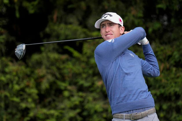 SUTTON COLDFIELD, ENGLAND - AUG 28: Tom McKibbin (NIR) plays from the ninth tee during the completion of the delayed Round 1 at the 2026 Husqvarna British Masters at The Belfry, Sutton Coalfield on August 28, 2026 in Warwickshire, England The 2026 Husqvarna British Masters