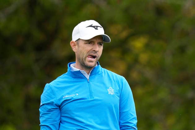 SUTTON COLDFIELD, ENGLAND - AUG 28: Marcel Schneider (GER) reacts after he plays from the eighteenth tee during the completion of the delayed Round 1 at the 2026 Husqvarna British Masters at The Belfry, Sutton Coalfield on August 28, 2026 in Warwickshire, England The 2026 Husqvarna British Masters