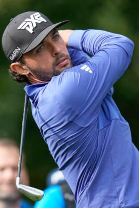 SUTTON COLDFIELD, ENGLAND - AUG 28: Marco Penge (ENG) plays from the sixth tee during the completion of the delayed Round 1 at the 2026 Husqvarna British Masters at The Belfry, Sutton Coalfield on August 28, 2026 in Warwickshire, England The 2026 Husqvarna British Masters