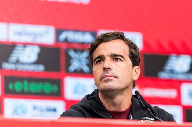 LEVERKUSEN, GERMANY - AUGUST 28: Carles Martinez (Head Coach Bayer 04 Leverkusen) during the pre game press conference, PK, Pressekonferenz before the Bundesliga match between Bayer 04 Leverkusen and SV Elversberg at BayArena on August 28, 2026 in Leverkusen, Germany. DFL REGULATIONS PROHIBIT ANY USE OF PHOTOGRAPHS AS IMAGE SEQUENCES AND OR QUASI-VIDEO. North Rhine Westphalia Germany Copyright: xSteffiexWunderlx