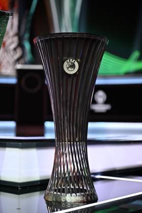 UEFA Europa League and Conference League 2026 27 League Phase Draws MONACO, MONACO - AUGUST 28: A close-up view shows the UEFA Conference League trophy ahead of the draw at the Grimaldi Forum in Monaco on August 28, 2026. Mustafa Yalcin Anadolu Monaco France. Editorial use only. Please get in touch for any other usage.  Copyright: x2026xAnadoluxMustafaxYalcinx