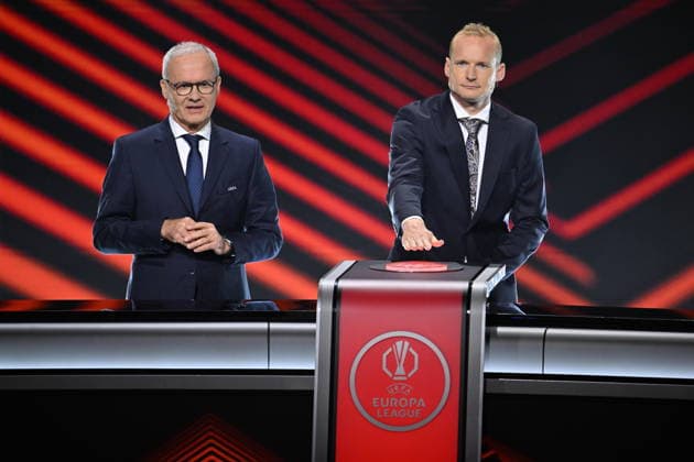 UEFA Europa League and Conference League 2026 27 League Phase Draws MONACO, MONACO - AUGUST 28: UEFA Deputy General Secretary Giorgio Marchetti and former German midfielder Sebastian Rode appear on stage during the draw ceremony for the league phase of the 2026-2027 UEFA Europa League tournament at the Grimaldi Forum in Monaco on August 28, 2026. Mustafa Yalcin Anadolu Monaco Monaco. Editorial use only. Please get in touch for any other usage.  Copyright: x2026xAnadoluxMustafaxYalcinx