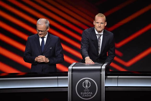 UEFA Europa League and Conference League 2026 27 League Phase Draws MONACO, MONACO - AUGUST 28: UEFA Deputy General Secretary Giorgio Marchetti and former German midfielder Sebastian Rode appear on stage during the draw ceremony for the league phase of the 2026-2027 UEFA Europa League tournament at the Grimaldi Forum in Monaco on August 28, 2026. Mustafa Yalcin Anadolu Monaco Monaco. Editorial use only. Please get in touch for any other usage.  Copyright: x2026xAnadoluxMustafaxYalcinx