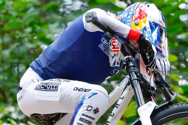 TRENTO, ITALY, AUGUST 28 Myriam Nicole of France surveys the course ahead of the UCI Mountain Bike World Championships Women s and Men s Elite Downhill qualifiers at Val di Sole on August 28, 2026, in Trento, Italy. Trento, Val di Sole, Trento, Italy Copyright: xJustPictures.ch FrancescoxMinghettix jp-en-EuSpIm-JP6_FRM_UCIWC_WMNDH_28_Aug_000138