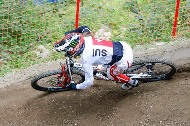 TRENTO, ITALY, AUGUST 28: Lisa Baumann from Switzerland tests the track one last time before the UCI Mountain Bike World Championships Women s and Men s Elite Downhill qualifiers at Val di Sole on August 28, 2026, in Trento, Italy. Trento, Val di Sole, Trento, Italy Copyright: xJustPictures.ch FrancescoxMinghettix jp-en-EuSpIm-JP6_FRM_UCIWC_WMNDH_28_Aug_000145