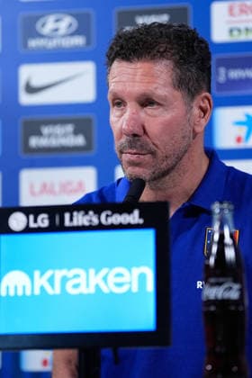 August 28, 2026, Madrid, Madrid, Spain: Diego Pablo Simeone, head coach of Atletico de Madrid, attends his press conference, PK, Pressekonferenz during a training session of Atletico de Madrid ahead the Spanish League, LaLiga EA Sports, match against Sevilla FC at Ciudad Deportiva Wanda Atletico de Madrid on August 28, 2026, in Madrid, Spain. Atletico De Madrid Training Session And Press Conference - Laliga Ea Sports  - ZUMAa181 20260828_zaa_a181_058 Copyright: xDennisxAgyemanx