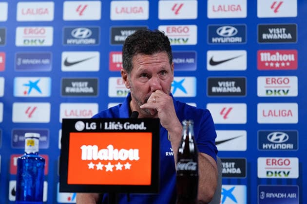 August 28, 2026, Madrid, Madrid, Spain: Diego Pablo Simeone, head coach of Atletico de Madrid, attends his press conference, PK, Pressekonferenz during a training session of Atletico de Madrid ahead the Spanish League, LaLiga EA Sports, match against Sevilla FC at Ciudad Deportiva Wanda Atletico de Madrid on August 28, 2026, in Madrid, Spain. Atletico De Madrid Training Session And Press Conference - Laliga Ea Sports  - ZUMAa181 20260828_zaa_a181_065 Copyright: xDennisxAgyemanx