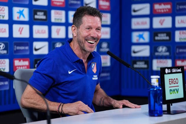 August 28, 2026, Madrid, Madrid, Spain: Diego Pablo Simeone, head coach of Atletico de Madrid, attends his press conference, PK, Pressekonferenz during a training session of Atletico de Madrid ahead the Spanish League, LaLiga EA Sports, match against Sevilla FC at Ciudad Deportiva Wanda Atletico de Madrid on August 28, 2026, in Madrid, Spain. Atletico De Madrid Training Session And Press Conference - Laliga Ea Sports  - ZUMAa181 20260828_zaa_a181_069 Copyright: xDennisxAgyemanx