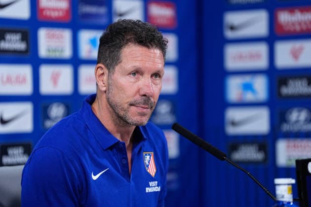 August 28, 2026, Madrid, Madrid, Spain: Diego Pablo Simeone, head coach of Atletico de Madrid, attends his press conference, PK, Pressekonferenz during a training session of Atletico de Madrid ahead the Spanish League, LaLiga EA Sports, match against Sevilla FC at Ciudad Deportiva Wanda Atletico de Madrid on August 28, 2026, in Madrid, Spain. Atletico De Madrid Training Session And Press Conference - Laliga Ea Sports  - ZUMAa181 20260828_zaa_a181_071 Copyright: xDennisxAgyemanx