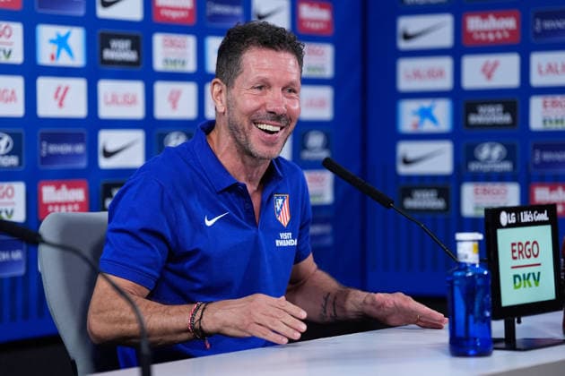 August 28, 2026, Madrid, Madrid, Spain: Diego Pablo Simeone, head coach of Atletico de Madrid, attends his press conference, PK, Pressekonferenz during a training session of Atletico de Madrid ahead the Spanish League, LaLiga EA Sports, match against Sevilla FC at Ciudad Deportiva Wanda Atletico de Madrid on August 28, 2026, in Madrid, Spain. Atletico De Madrid Training Session And Press Conference - Laliga Ea Sports  - ZUMAa181 20260828_zaa_a181_076 Copyright: xDennisxAgyemanx