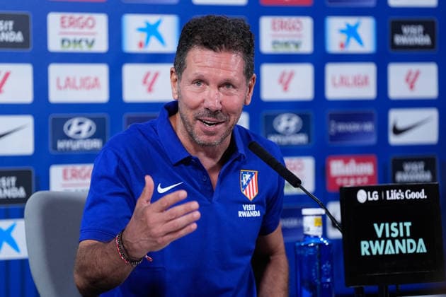 August 28, 2026, Madrid, Madrid, Spain: Diego Pablo Simeone, head coach of Atletico de Madrid, attends his press conference, PK, Pressekonferenz during a training session of Atletico de Madrid ahead the Spanish League, LaLiga EA Sports, match against Sevilla FC at Ciudad Deportiva Wanda Atletico de Madrid on August 28, 2026, in Madrid, Spain. Atletico De Madrid Training Session And Press Conference - Laliga Ea Sports  - ZUMAa181 20260828_zaa_a181_080 Copyright: xDennisxAgyemanx