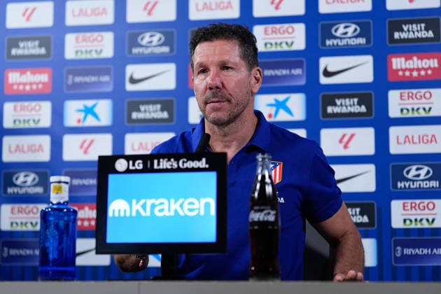August 28, 2026, Madrid, Madrid, Spain: Diego Pablo Simeone, head coach of Atletico de Madrid, attends his press conference, PK, Pressekonferenz during a training session of Atletico de Madrid ahead the Spanish League, LaLiga EA Sports, match against Sevilla FC at Ciudad Deportiva Wanda Atletico de Madrid on August 28, 2026, in Madrid, Spain. Atletico De Madrid Training Session And Press Conference - Laliga Ea Sports  - ZUMAa181 20260828_zaa_a181_082 Copyright: xDennisxAgyemanx