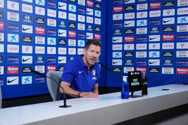 August 28, 2026, Madrid, Madrid, Spain: Diego Pablo Simeone, head coach of Atletico de Madrid, attends his press conference, PK, Pressekonferenz during a training session of Atletico de Madrid ahead the Spanish League, LaLiga EA Sports, match against Sevilla FC at Ciudad Deportiva Wanda Atletico de Madrid on August 28, 2026, in Madrid, Spain. Atletico De Madrid Training Session And Press Conference - Laliga Ea Sports  - ZUMAa181 20260828_zaa_a181_084 Copyright: xDennisxAgyemanx