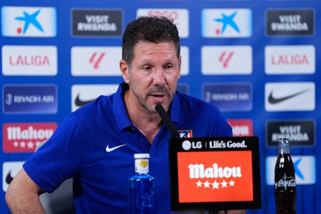 August 28, 2026, Madrid, Madrid, Spain: Diego Pablo Simeone, head coach of Atletico de Madrid, attends his press conference, PK, Pressekonferenz during a training session of Atletico de Madrid ahead the Spanish League, LaLiga EA Sports, match against Sevilla FC at Ciudad Deportiva Wanda Atletico de Madrid on August 28, 2026, in Madrid, Spain. Atletico De Madrid Training Session And Press Conference - Laliga Ea Sports  - ZUMAa181 20260828_zaa_a181_092 Copyright: xDennisxAgyemanx
