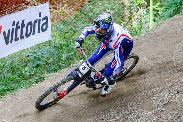 TRENTO, ITALY, AUGUST 28 — Kenneth Pinkerton from the U.S. tests the track one last time before the UCI Mountain Bike World Championships Women’s and Men’s Elite Downhill qualifiers at Val di Sole on August 28, 2026, in Trento, Italy. Trento, Val di Sole, Trento, Italy Copyright: xJustPictures.ch FrancescoxMinghettix jp-en-EuSpIm-JP6_FRM_UCIWC_WMNDH_28_Aug_000149
