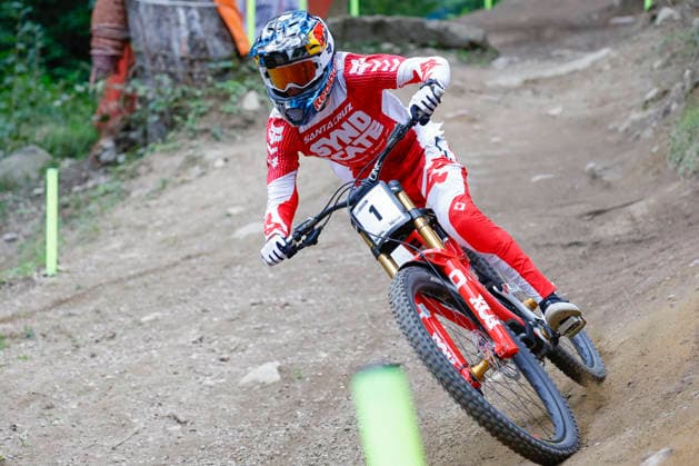 TRENTO, ITALY, AUGUST 28: Jackson Goldstone of Canada during his final training session ahead of the UCI Mountain Bike World Championships Women s and Men s Elite Downhill qualifiers at Val di Sole on August 28, 2026, in Trento, Italy. Trento, Val di Sole, Trento, Italy Copyright: xJustPictures.ch FrancescoxMinghettix jp-en-EuSpIm-JP6_FRM_UCIWC_WMNDH_28_Aug_000162
