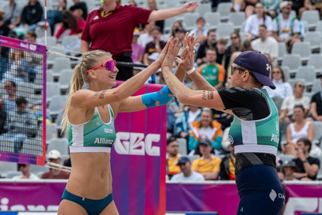 German Beach Championship (German Beach Volleyball Championship) Dortmund, Germany August 28, 2026 DORTMUND, GERMANY AUGUST 28 Nele Barber, Player 1, SV Energie Cottbus, Melanie Gernert, Player 2, SV Energie Cottbus, during the German Beach Championship (Deutsche Beachvolleyball Meisterschaft) in Dortmund on August 28, 2026, in Dortmund, Germany Copyright: xBEAUTIFULxSPORTS PeterxWeberx