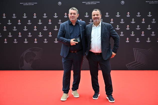 UEFA Europa League and Conference League 2026 27 League Phase Draws MONACO, MONACO - AUGUST 28: Rennes President Arnaud Pouille and Sporting Director Loic Desire attend the UEFA Europa League and UEFA Conference League 2026 27 League Phase Draws at the Grimaldi Forum in Monaco on August 28, 2026. Mustafa Yalcin Anadolu Monaco Monaco. Editorial use only. Please get in touch for any other usage.  Copyright: x2026xAnadoluxMustafaxYalcinx