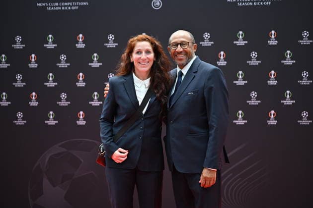 UEFA Europa League and Conference League 2026 27 League Phase Draws MONACO, MONACO - AUGUST 28: President of French Football Federation Philippe Diallo (R) and Norwegian lawyer and former player Lise Klaveness (L) during the UEFA Europa League and Conference League 2026 2027, final stage draw on August 28, 2026 at Grimaldi Forum in Monaco, Monaco on August 28, 2026. Mustafa Yalcin Anadolu Monaco Monaco. Editorial use only. Please get in touch for any other usage.  Copyright: x2026xAnadoluxMustafaxYalcinx