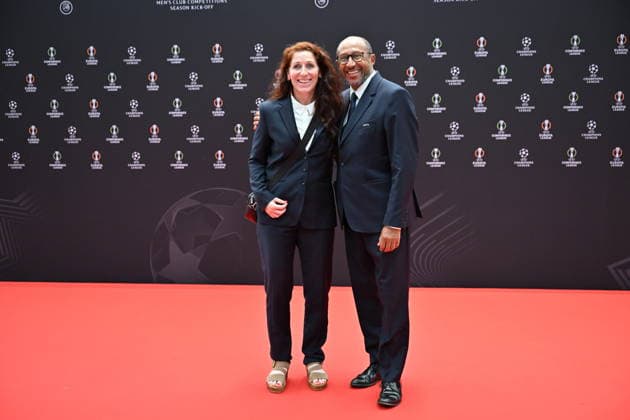 UEFA Europa League and Conference League 2026 27 League Phase Draws MONACO, MONACO - AUGUST 28: President of French Football Federation Philippe Diallo (R) and Norwegian lawyer and former player Lise Klaveness (L) during the UEFA Europa League and Conference League 2026 2027, final stage draw on August 28, 2026 at Grimaldi Forum in Monaco, Monaco on August 28, 2026. Mustafa Yalcin Anadolu Monaco Monaco. Editorial use only. Please get in touch for any other usage.  Copyright: x2026xAnadoluxMustafaxYalcinx