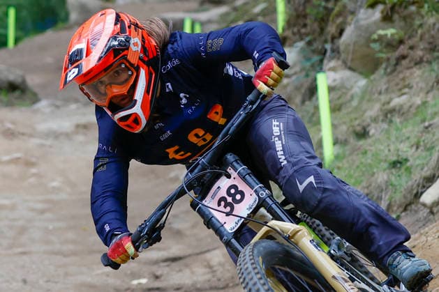 TRENTO, ITALY, AUGUST 28: Cristina Menendez Gonzalez of Spain in action during the UCI Mountain Bike World Championships Women s and Men s Elite Downhill Qualifiers at Val di Sole on August 28, 2026, in Trento, Italy. Trento, Val di Sole, Trento, Italy Copyright: xJustPictures.ch FrancescoxMinghettix jp-en-EuSpIm-JP6_FRM_UCIWC_WMNDH_28_Aug_000168-2