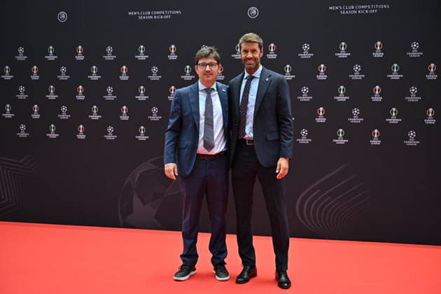 UEFA Europa League and Conference League 2026 27 League Phase Draws MONACO, MONACO - AUGUST 28: Retired football player Xabier Prieto (R) arrives for the UEFA Europa League 2026 27 League Phase Draw at Grimaldi Forum on August 28, 2026 in Monaco, Monaco. Mustafa Yalcin Anadolu Monaco Monaco. Editorial use only. Please get in touch for any other usage.  Copyright: x2026xAnadoluxMustafaxYalcinx
