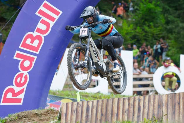 TRENTO, ITALY, AUGUST 28: Siel Van Der Velden of Belgium in action during the UCI Mountain Bike World Championships Women s and Men s Elite Downhill Qualifiers at Val di Sole on August 28, 2026, in Trento, Italy. Trento, Val di Sole, Trento, Italy Copyright: xJustPictures.ch FrancescoxMinghettix jp-en-EuSpIm-JP6_FRM_UCIWC_WMNDH_28_Aug_000175