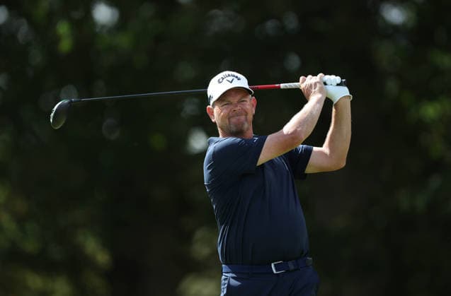 Legends Tour - Staysure English Legends Golf Tournament Day 1 KENT, ENGLAND, AUGUST 28: David Drysdale of Scotland tee’s off during Day 1 of the Staysure English Legends Golf tournament event on The Staysure Legends Tour at Chart Hills Golf Course, Kent on 28 August. (Photo by Daniel Weir) Kent Chart Hills Golf Course United Kingdom Copyright: xDanielxWeir SportsxPressxPhotox Sportspressphoto_SPR217915
