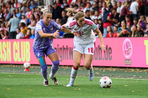 COLOGNE, GERMANY - 28 AUGUST, 2026: Laura Gloning, Taylor Ziemer - The football match 1. FC Koeln v TSG 1899 Hoffenheim - Google Pixel Frauen-Bundesliga at Franz-Kremer-Stadion.  Copyright: xVitaliixKliuievx