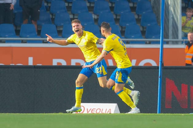 28.08.2026, xtgx Fussball - 2.Bundesliga Eintracht Braunschweig - Hertha BSC Berlin emspor, v.l. Jubel nach dem 2:0 durch Kevin Ehlers (Braunschweig, 21) (DFL DFB REGULATIONS PROHIBIT ANY USE OF PHOTOGRAPHS as IMAGE SEQUENCES and or QUASI-VIDEO) Braunschweig *** August 28, 2026, xtgx Soccer 2. Bundesliga Eintracht Braunschweig Hertha BSC Berlin emspor, from left: Celebration after Kevin Ehlers 2–0 goal for Braunschweig, 21 DFL and DFB regulations prohibit any use of photographs as image sequences and or quasi-video Braunschweig