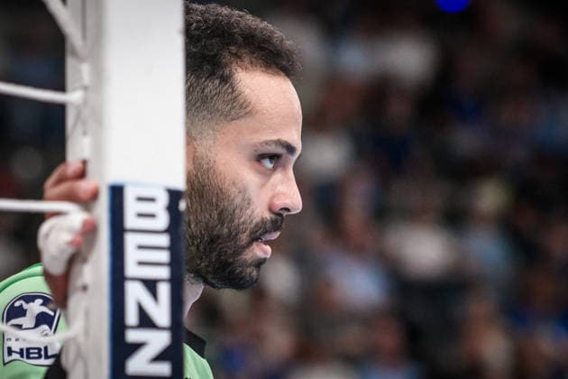 Mohamed Essam Moustafa El Tayar, TVB Stuttgart, 12: Focused gaze on the court, GER, TVB Stuttgart vs. Bergischer HC, Opel HBL, Handball, Bundesliga, Matchday 1, 2026–2027 season, August 28, 2026 GER, TVB Stuttgart vs. Bergischer HC, Opel HBL, Handball, Bundesliga, Matchday 1, 2026–2027 season, August 28, 2026, Stuttgart Copyright: xSandyxDinkelackerx EP_SDR