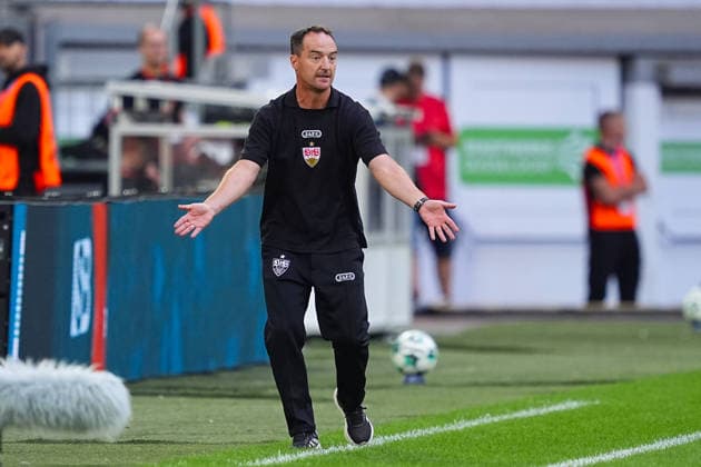 August 28, 2026, xydrx, Soccer, 3rd Division, Fortuna Düsseldorf vs. VfB Stuttgart II, 2026–2027 season, Merkur Spiel Arena: Nico Willig, head coach of VfB Stuttgart II, looking pensive. DFB regulations prohibit any use of photographs as image sequences and or quasi-video. Copyright: HMBxMedia YannisxDreimann