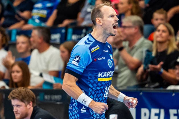 OPEL Handball Bundesliga: TVB Stuttgart vs. Bergischer HC, August 28, 2026, Stuttgart, GERMANY August 28, 2026 Kai Häfner TVB Stuttgart, 34, celebrating a goal during the match between TVB Stuttgart and Bergischer HC on Matchday 1 of the OPEL Handball Bundesliga at the Porsche Arena Copyright: xBEAUTIFULxSPORTS Steinx