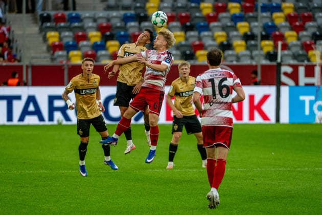 Third Division: Fortuna Düsseldorf vs. VfB Stuttgart II, Matchday 3, August 28, 2026; Andreas Müller (Fortuna Düsseldorf) 6, Marcel Benger (Fortuna Düsseldorf) 16; Third Division: Fortuna Düsseldorf vs. VfB Stuttgart II, Matchday 3, August 28, 2026; Merkur Spielarena, Düsseldorf DFB REGULATIONS PROHIBIT ANY USE OF PHOTOGRAPHS AS IMAGE SEQUENCES AND OR QUASI-VIDEO Copyright: xBEAUTIFULxSPORTS Erlhofx