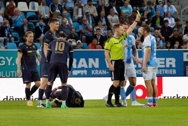CFC vs. FC Carl Zeiss Jena, August 28, 2026, Chemnitz, eins Stadium on Gellertstrasse, Sports, Soccer, Northeast Regional League 2026–2027, Matchday 7, CFC, CFC vs. FC Carl Zeiss Jena, Yellow card for Andreas Geipl, Chemnitz, Saxony, Germany