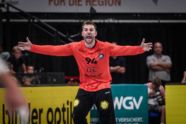 Kristian van der Merwe, Bergischer HC, 94, visibly disappointed with the course of the game, shout GER, TVB Stuttgart vs. Bergischer HC, Opel HBL, handball, Bundesliga, Matchday 1, 2026–2027 season, August 28, 2026 GER, TVB Stuttgart vs. Bergischer HC, Opel HBL, Handball, Bundesliga, Matchday 1, 2026–2027 season, August 28, 2026 Stuttgart Copyright: xSandyxDinkelackerx EP_SDR