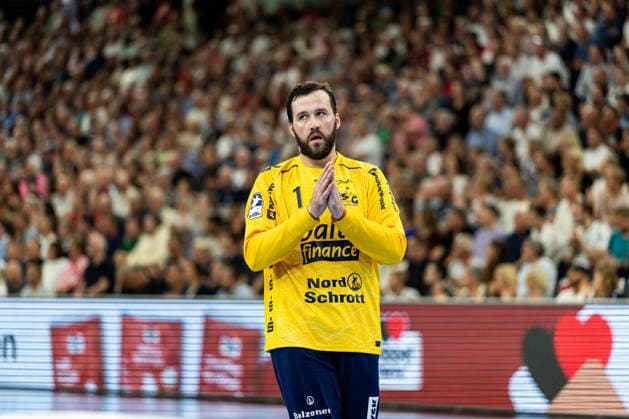 Opel HBL SG Flensburg Handewitt vs. ThSV Eisenach, August 28, 2026: Benjamin Buric, No. 01, of SG Flensburg Handewitt gesticulates during the Opel HBL match between SG Flensburg Handewitt and ThSV Eisenach at the GGW Arena on August 28, 2026 Copyright: xBEAUTIFULxSPORTS MarioxM.xKobergx