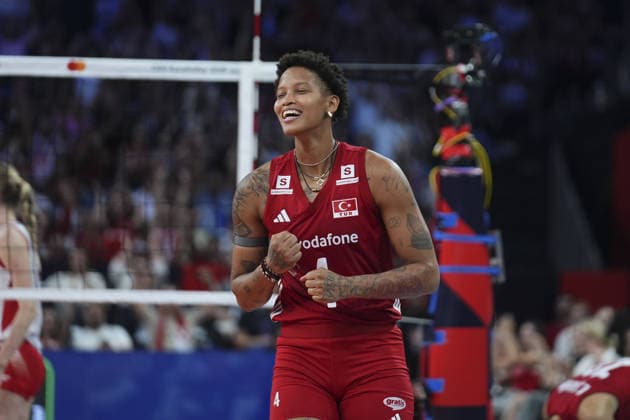 Turkiye v Poland - CEV EuroVolley 2026 ISTANBUL, TURKIYE - AUGUST 28: Melissa Teresa Vargas (4) of Turkiye celebrates after a point during the CEV EuroVolley 2026 Women Group A match between Turkiye and Poland at Sinan Erdem Dome in Istanbul, Turkiye on August 28, 2026. Bunyamin Celik Anadolu Istanbul Turkey. Editorial use only. Please get in touch for any other usage.  Copyright: x2026xAnadoluxBunyaminxCelikx