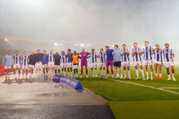 28.08.2026, xtgx Fussball - 2.Bundesliga Eintracht Braunschweig - Hertha BSC Berlin emspor, v.l. Hertha Jubel ueber den Sieg, Jubel nach Spielende (DFL DFB REGULATIONS PROHIBIT ANY USE OF PHOTOGRAPHS as IMAGE SEQUENCES and or QUASI-VIDEO) Braunschweig *** August 28, 2026, xtgx Soccer 2. Bundesliga Eintracht Braunschweig Hertha BSC Berlin emspor, from left: Hertha celebrating the victory, celebration after the final whistle. DFL and DFB regulations prohibit any use of photographs as image sequences and or quasi-video. Braunschweig
