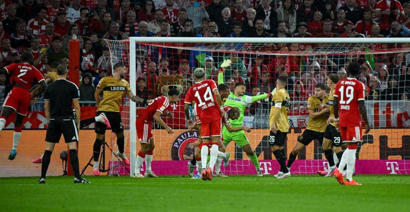 28.08.2026, xemx, Fussball 1.Bundesliga, FC Bayern Muenchen - VfB Stuttgart v.l. Dayot Upamecano (FC Bayern Muenchen) Goal scored, erziehlt das Tor zum 1:0 (DFL DFB REGULATIONS PROHIBIT ANY USE OF PHOTOGRAPHS as IMAGE SEQUENCES and or QUASI-VIDEO) Muenchen *** August 28, 2026, xemx, Soccer, Bundesliga 1, FC Bayern Munich vs. VfB Stuttgart: Dayot Upamecano of FC Bayern Munich scores the goal, making it 1–0. DFL and DFB regulations prohibit any use of photographs as image sequences and or quasi-video. Munich
